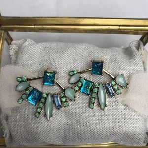 🌙 Boho Cluster Crystal Earrings with Blue Stones ⭐️